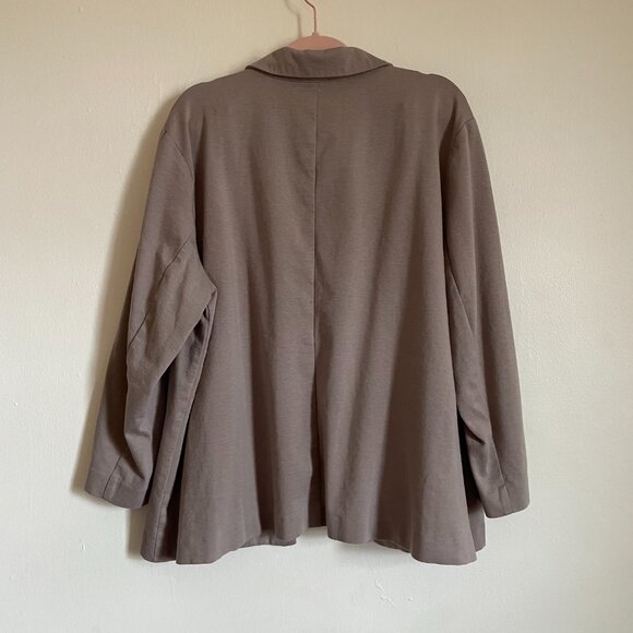Eileen Fisher | Neutral Brown Organic Cotton Ponte Blazer Front Pockets 2X - Picture 6 of 7